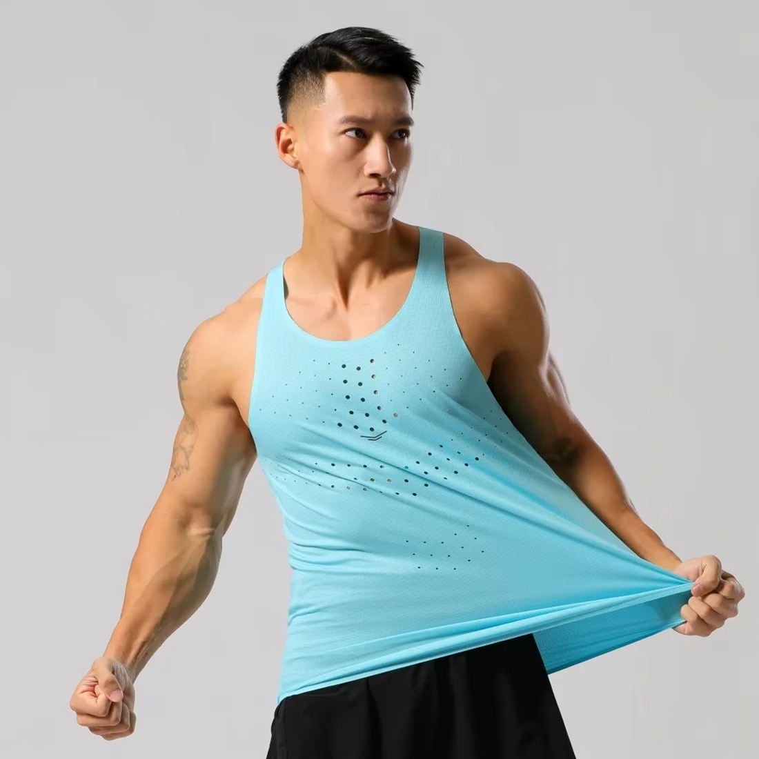 Cycling Gear Clothing - Mens Lightweight Running Vests Tops Marathon
