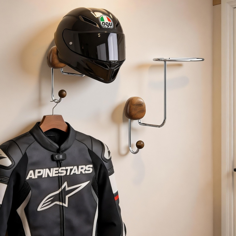 Cycling Gear Wall Organizer - Wall Mount Helmet Storage Rack No